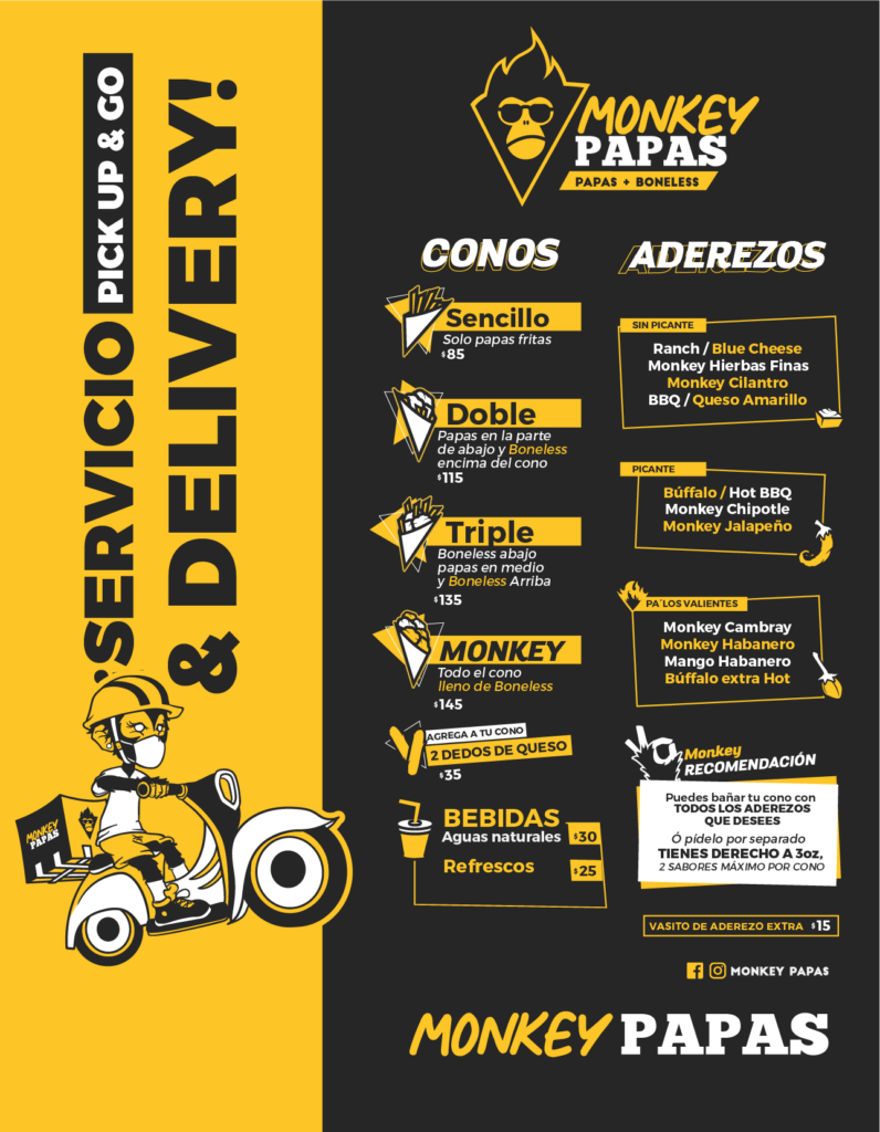 Menú CDMX - Monkey Papas